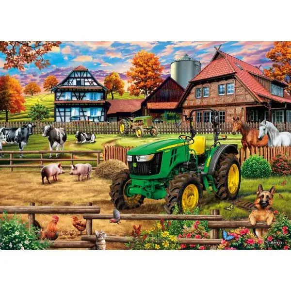 Schmidt Spiele John Deere: Bauernhof mit Traktor 5050E, 1.000 Teile Puzzle Schlussverkauf