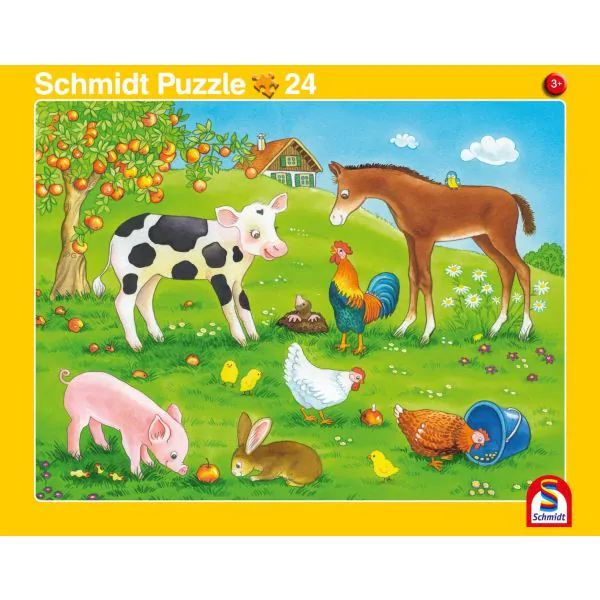 Schmidt Spiele 2 Kinder Rahmenpuzzle, 16 Teile Kuschelige Tierfreunde, 24 Teile Niedliche Tierkinder Jubiläumsangebot