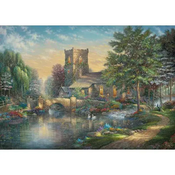 Schmidt Spiele Thomas Kinkade Studios: Willow Wood Chapel, 1.000 Teile Puzzle Super Rabatt