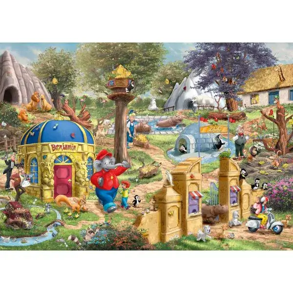 Schmidt Spiele Thomas Kinkade Studios: Benjamin Blümchen, Ein Tag im Neustädter Zoo, 1.000 Teile Puzzle Rabatte dieses Monats