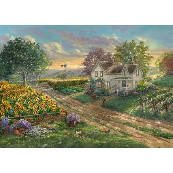 Schmidt Spiele Thomas Kinkade Studios: Sonnenblumenfelder, 1.000 Teile Puzzle im Angebot