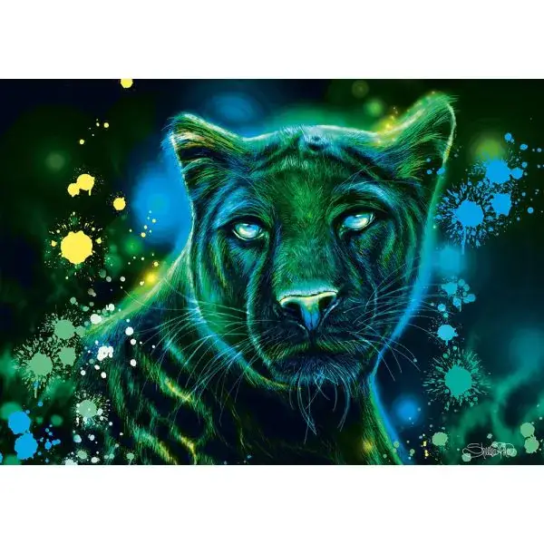 Schmidt Spiele Sheena Pike: Neon Blau-grüner Panther, 1.000 Teile Puzzle Schlussverkauf