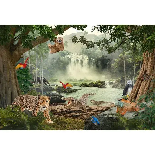 Schmidt Spiele Schleich ®: Wild Life - Im Regenwald, 100 Teile Kinderpuzzle mit Add-on (eine Original Krokodil junges Figur) Begrenztes Angebot