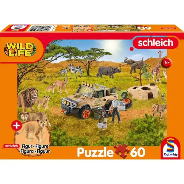 Schmidt Spiele Schleich ®: Wild Life - In der Sarvanne, 60 Teile Kinderpuzzle mit Add-on (eine Original Baby Löwenjunge Figur) Online Shopping