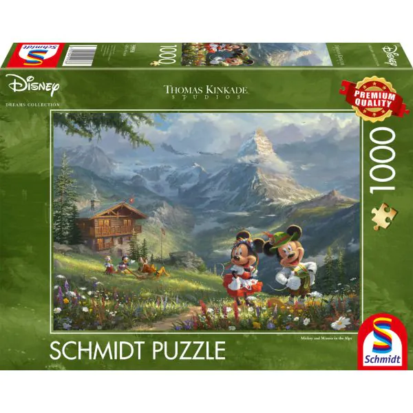 Schmidt Spiele Thomas Kinkade Studios: Disney Dreams Collections - Mickey & Minnie in den Alpen , 1.000 Teile Puzzle Zeitlich begrenztes Angebot
