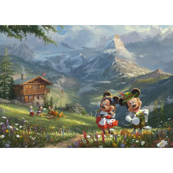 Schmidt Spiele Thomas Kinkade Studios: Disney Dreams Collections - Mickey & Minnie in den Alpen , 1.000 Teile Puzzle Zeitlich begrenztes Angebot