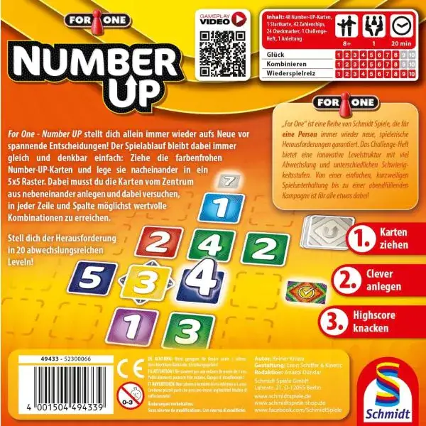 Schmidt Spiele For One – Number UP, Familienspiel Sonderangebot