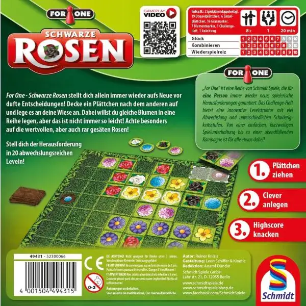 Schmidt Spiele For One – Schwarze Rosen, Familienspiel Günstig kaufen
