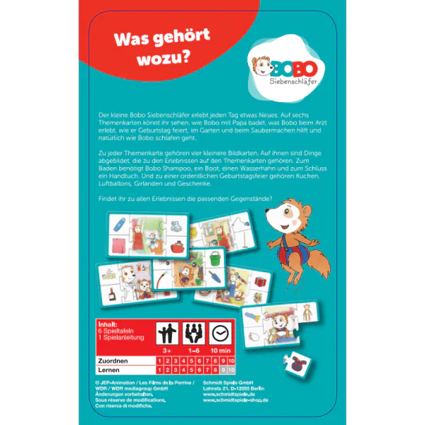 Schmidt Spiele Bobo Siebenschläfer, Was gehört wozu? Große Rabatte