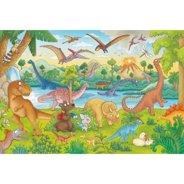 Schmidt Spiele Mauseschlau & Bärenstark: Reise in die Urzeit, 60 Teile Kinderpuzzle mit Add-on (Wissensbüchlein) Zeitbegrenzte Promotion