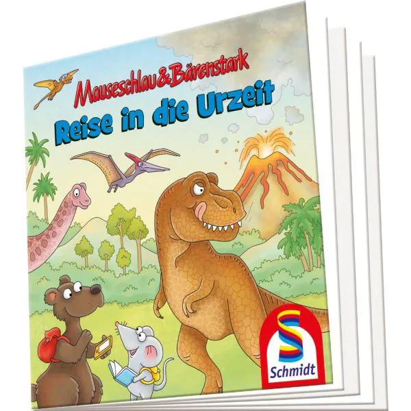 Schmidt Spiele Mauseschlau & Bärenstark: Reise in die Urzeit, 60 Teile Kinderpuzzle mit Add-on (Wissensbüchlein) Zeitbegrenzte Promotion