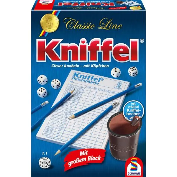 Schmidt Spiele Kniffel® mit großem Spielblock und original Kniffelbecher Preisnachlass