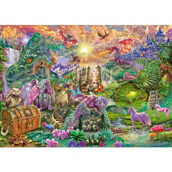 Schmidt Spiele Verzaubertes Drachenland, 1.000 Teile Puzzle Nur noch ein Tag übrig