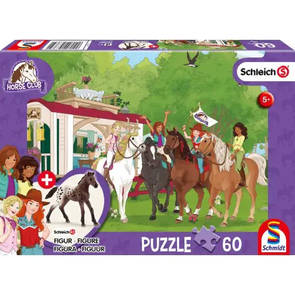 Schmidt Spiele Schleich ®: Horse Club - Clubtreffen vor dem Wohnwagen, 60 Teile Kinderpuzzle mit Add-on (eine Original Figur) Clearance-Verkauf