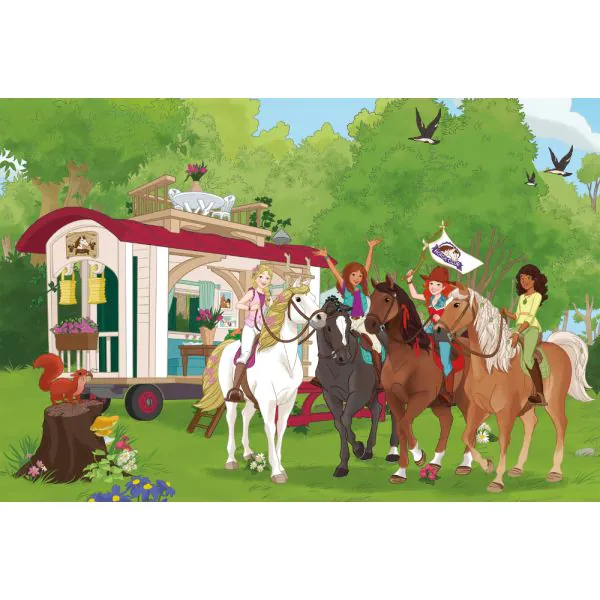 Schmidt Spiele Schleich ®: Horse Club - Clubtreffen vor dem Wohnwagen, 60 Teile Kinderpuzzle mit Add-on (eine Original Figur) Clearance-Verkauf