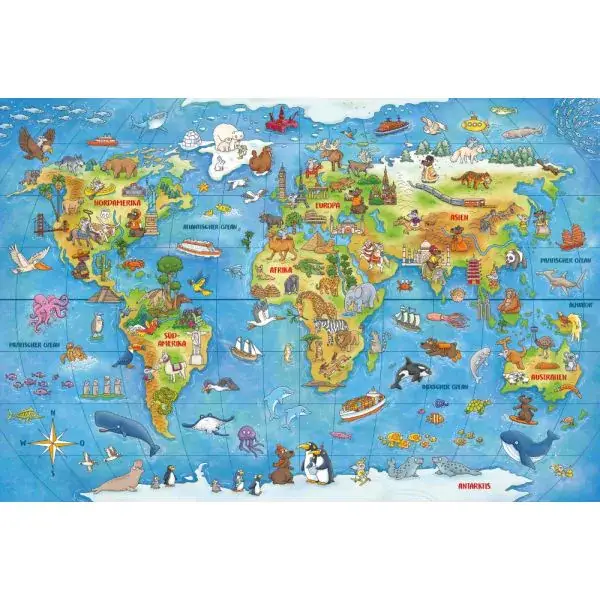 Schmidt Spiele Mauseschlau & Bärenstark: Reise um die Welt, 100 Teile Kinderpuzzle mit Add-on (Wissensbüchlein) Kostenloser Versand international