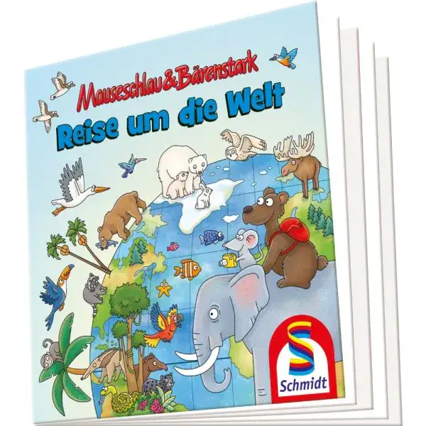 Schmidt Spiele Mauseschlau & Bärenstark: Reise um die Welt, 100 Teile Kinderpuzzle mit Add-on (Wissensbüchlein) Kostenloser Versand international