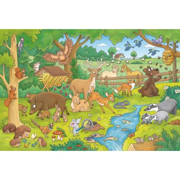 Schmidt Spiele Mauseschlau & Bärenstark: Reise in die Natur, 3x48 Teile Kinderpuzzle mit Add-on (Wissensbüchlein) 2025