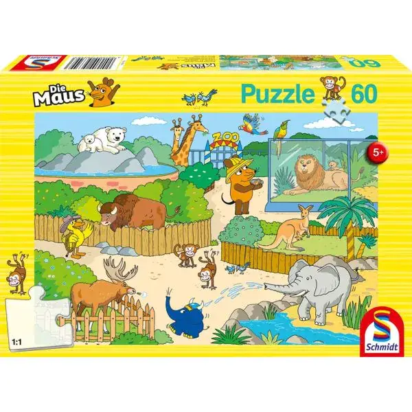 Schmidt Spiele Die Maus: im Zoo, 60 Teile Kinderpuzzle Jubiläumsangebot