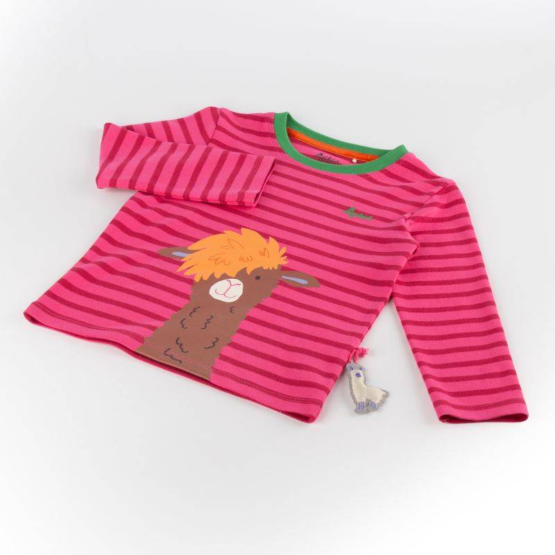 Sigikid Kinder Langarmshirt Crazy Lama, pink gestreift Bis zu 60% Rabatt