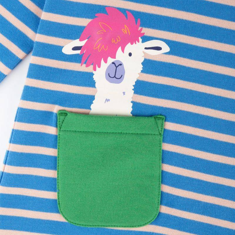Sigikid Kinder Kleid Crazy Lama, blau gestreift Nur für heute
