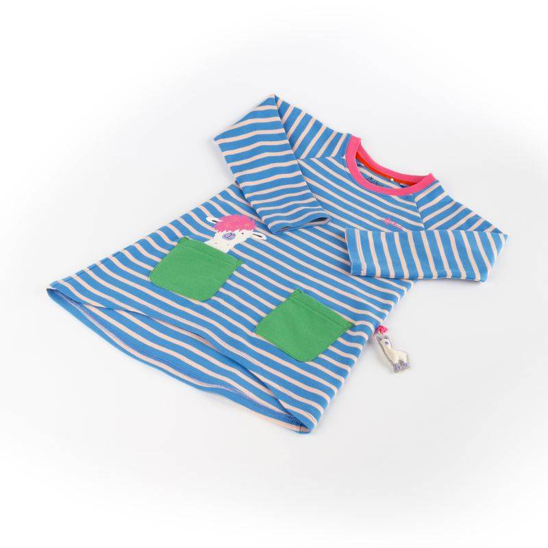 Sigikid Kinder Kleid Crazy Lama, blau gestreift Nur für heute