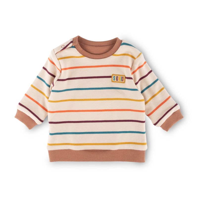 Sigikid Baby Wendeshirt Bär, bunt gestreift oder braun Nur noch ein Tag übrig