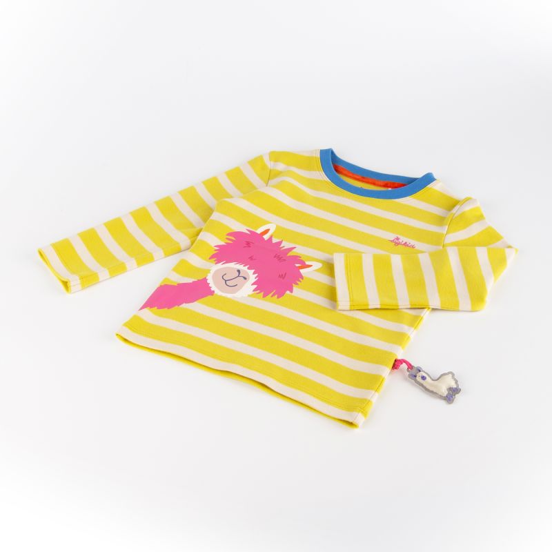 Sigikid Kinder Langarmshirt Crazy Lama, gelb gestreift Super Rabatt