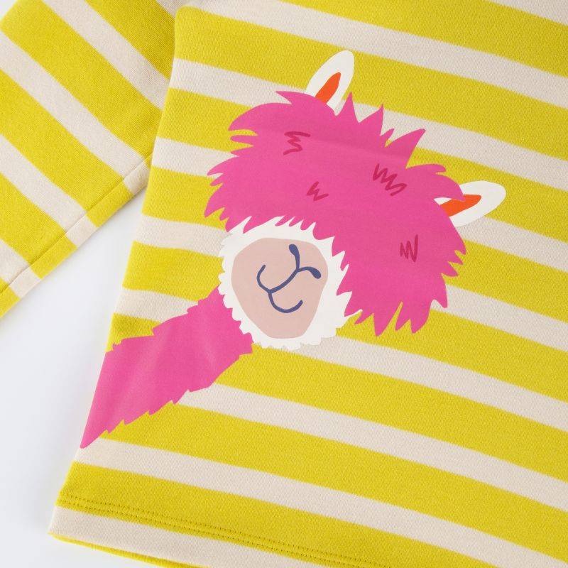 Sigikid Kinder Langarmshirt Crazy Lama, gelb gestreift Super Rabatt