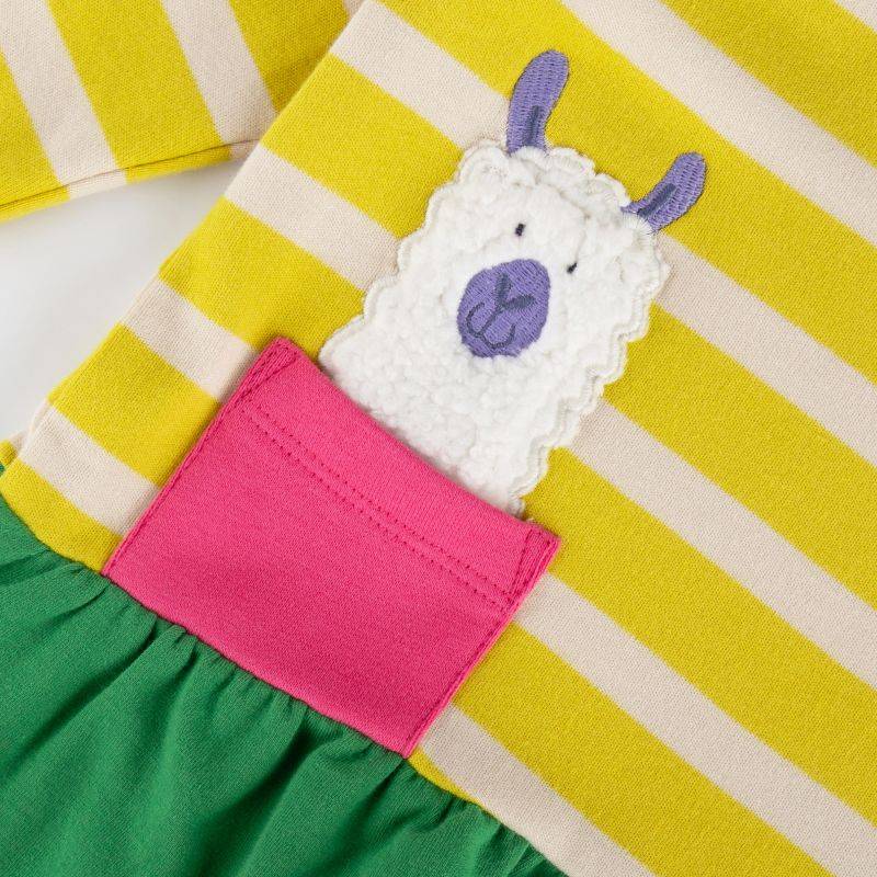 Sigikid Baby Kleid Crazy Lama, grün und gelb Fabrikladen