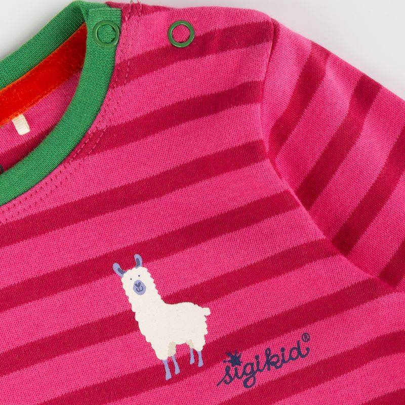 Sigikid Baby Langarmshirt Crazy Lama, pink gestreift, Baby Begrenzt auf 3 Tage