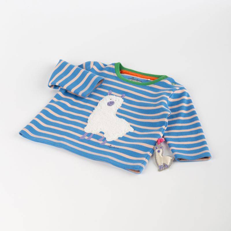 Sigikid Baby Langarmshirt Crazy Lama, blau gestreift Im Verkauf
