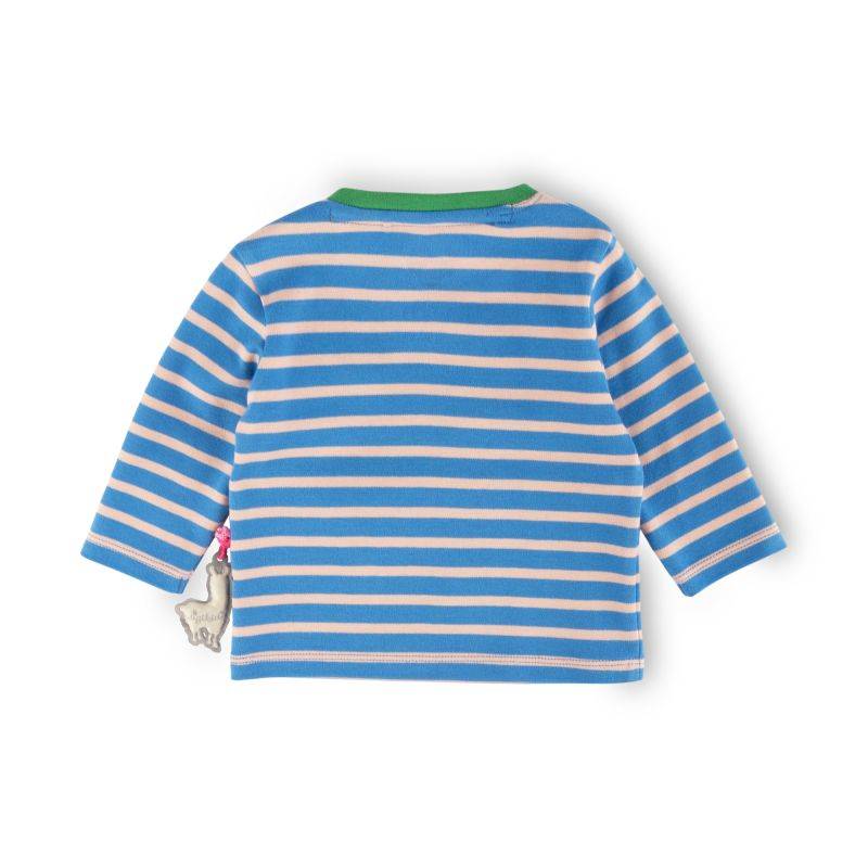 Sigikid Baby Langarmshirt Crazy Lama, blau gestreift Im Verkauf