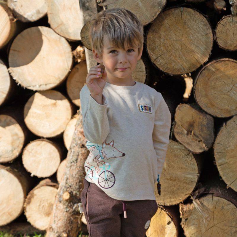 Sigikid Kinder Langarmshirt Fuchs, beige meliert Auslauf
