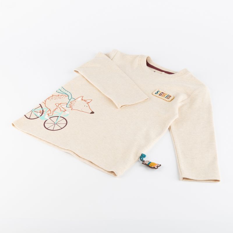 Sigikid Kinder Langarmshirt Fuchs, beige meliert Auslauf
