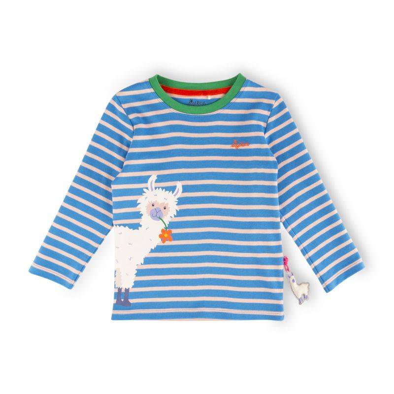Sigikid Kinder Langarmshirt Crazy Lama, blau gestreift Günstiger Verkauf