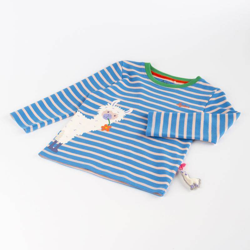 Sigikid Kinder Langarmshirt Crazy Lama, blau gestreift Günstiger Verkauf