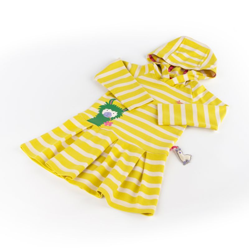 Sigikid Kinder Kapuzenkleid Crazy Lama, gelb gestreift Sonderangebot
