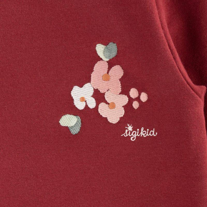 Sigikid Kinder Sweatkleid mit Stickmotiv Blumen, dunkelrot Vierteljährliche Förderung