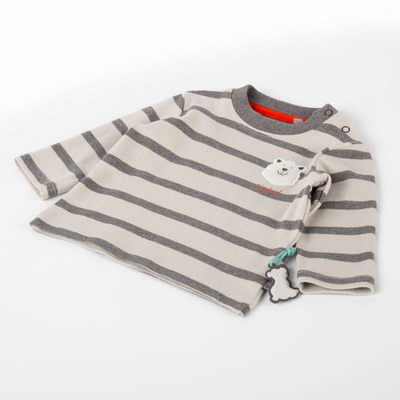 Sigikid Baby Langarmshirt Eisbär, grau geringelt 50% Rabatt mit kostenlosem Versand