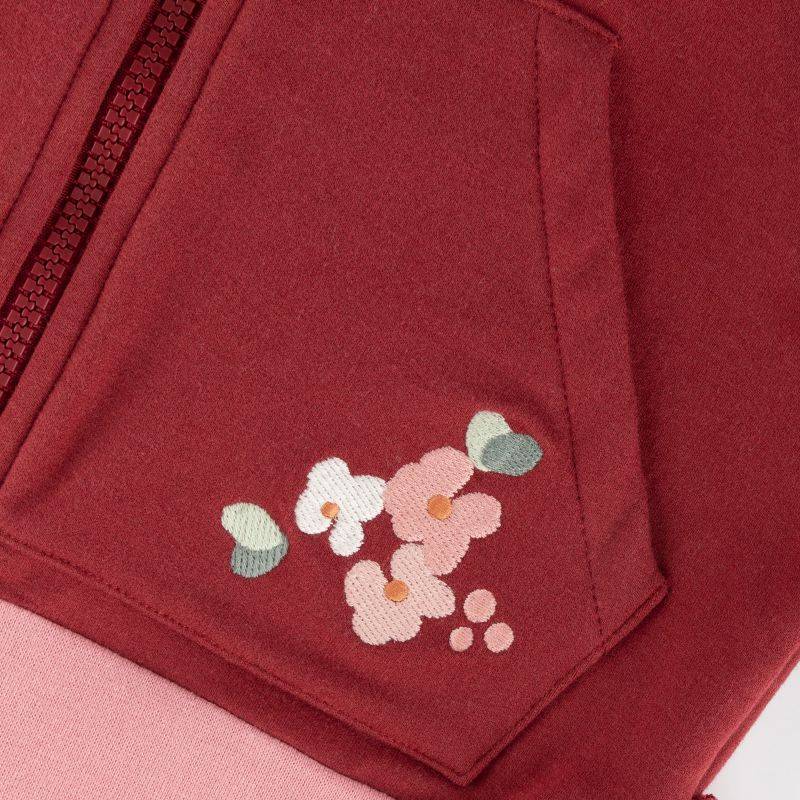 Sigikid Kinder Sweatjacke mit Kapuze und Stickmotiv Blumen, dunkelrot Black Friday Preise