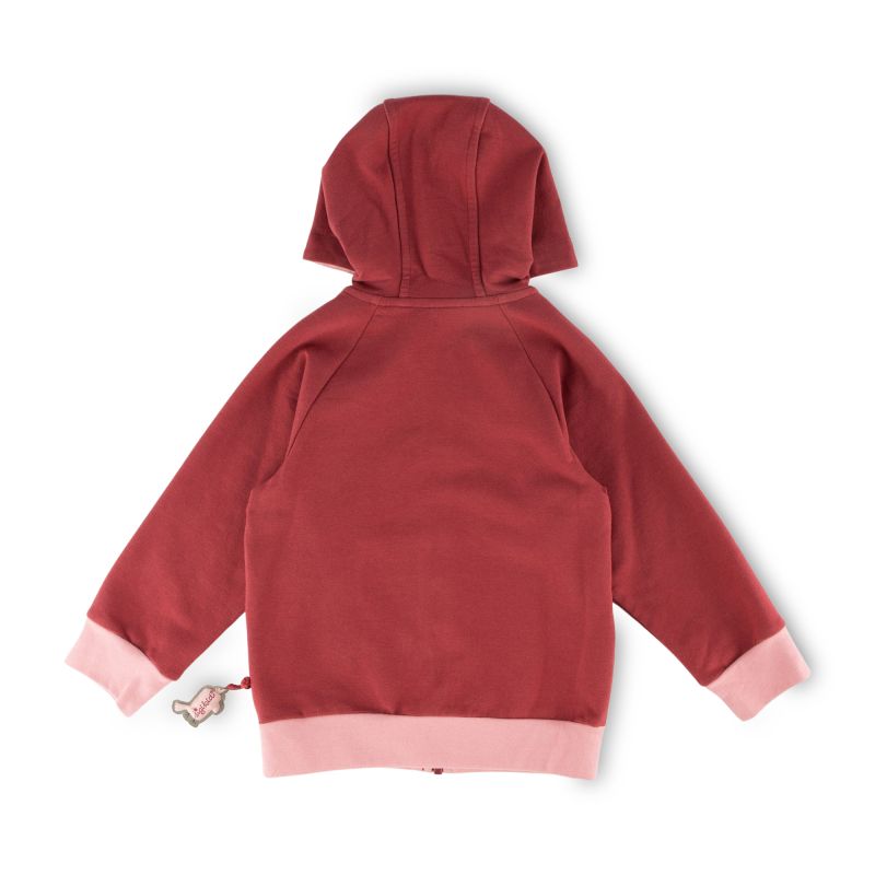 Sigikid Kinder Sweatjacke mit Kapuze und Stickmotiv Blumen, dunkelrot Black Friday Preise