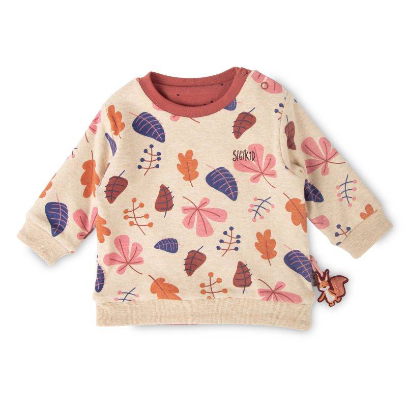 Sigikid Baby Wendeshirt rotbraun mit Pünktchen/bunter Herbstprint Outlet