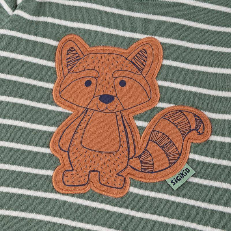 Sigikid Baby Langarm Ringelshirt mit Waschbären Motiv, grün-weiß Günstiger Verkauf