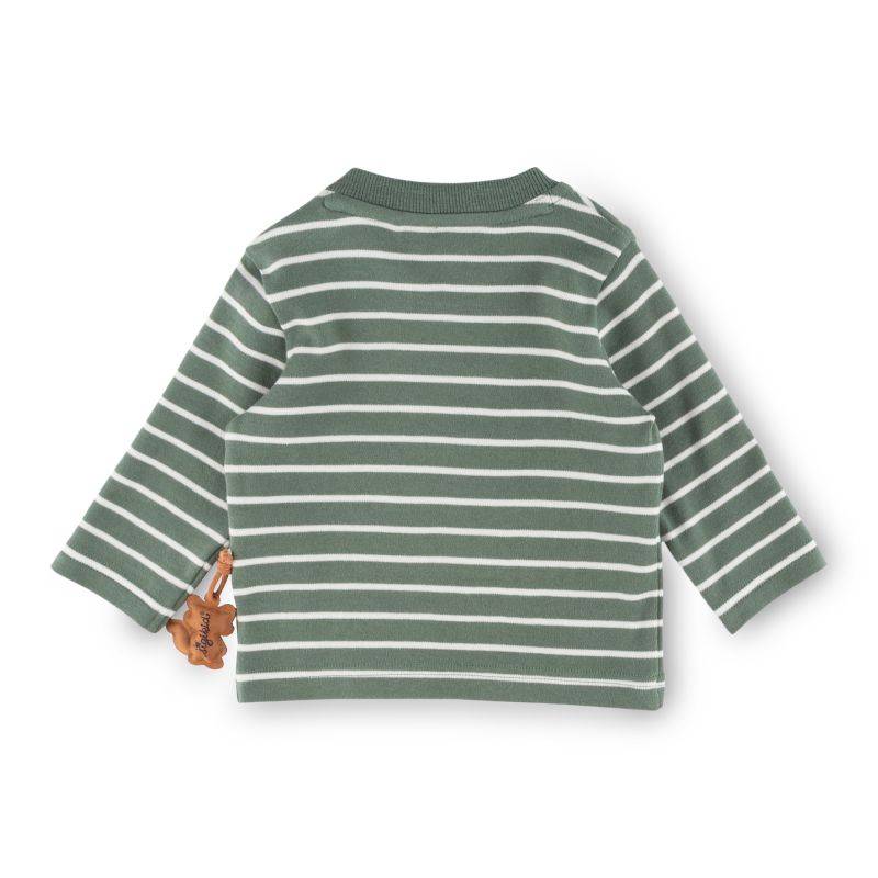 Sigikid Baby Langarm Ringelshirt mit Waschbären Motiv, grün-weiß Günstiger Verkauf