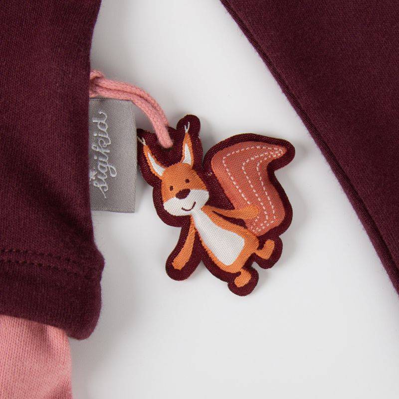 Sigikid Kinder Kleid mit Eichhörnchen Motiv, dunkelrot und rosa Limitierter Zeitrabatt