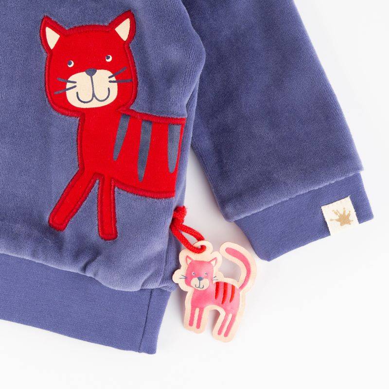 Sigikid Baby Nicki Langarmshirt Katze, blau Sonderangebot