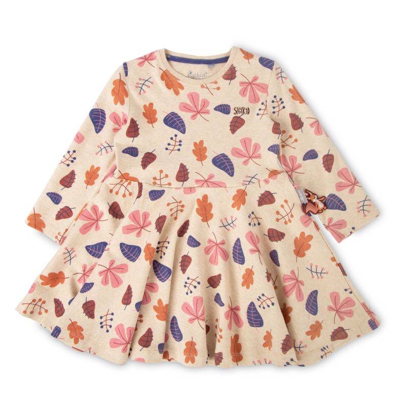 Sigikid Kinder Kleid, beige mit buntem Blätterprint Online Shopping
