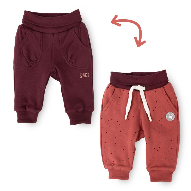 Sigikid Baby Wendehose rotbraun mit Pünktchen oder dunkelrot Muttertagsangebot