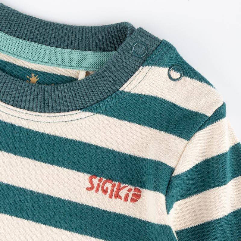 Sigikid Baby Streifen Langarmshirt Dino, grün-weiß Exklusive Angebote